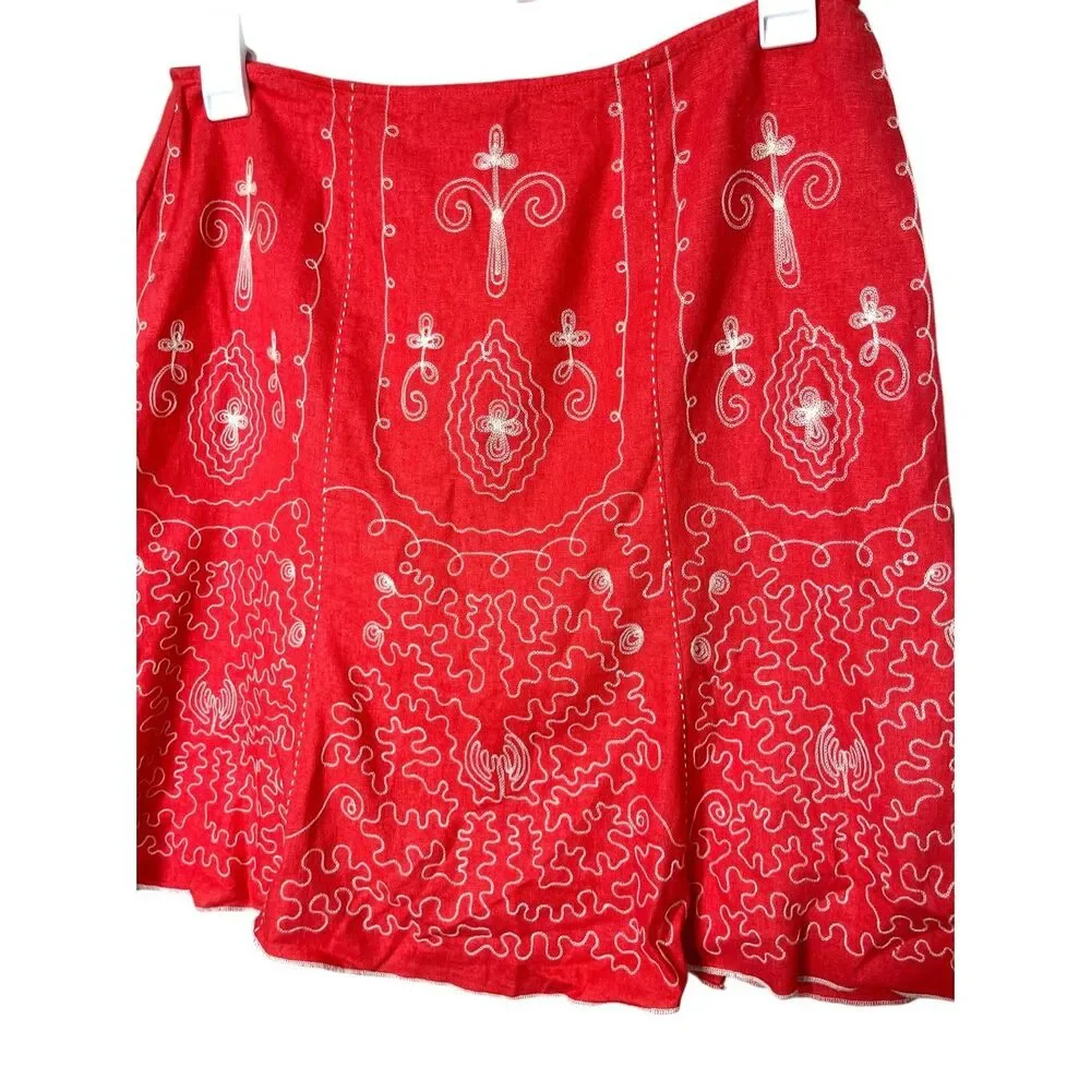 Heart Soul Y2K Embroidered Red Skirt‎ Size 13